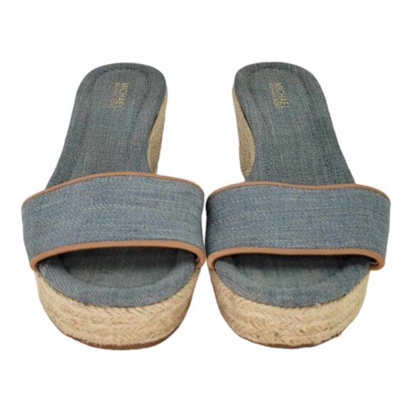 MICHAEL Michael Kors Denim Espadrille Wedge Sandals Women's Sz 6.5 - Picture 5 of 11